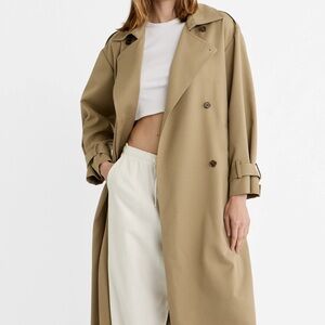 Stradivarius beige long-line trench coat